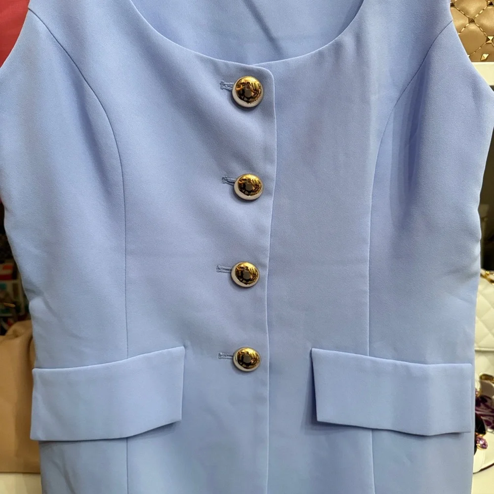 Amanda Uprichard Lavender Sleeveless Button-Front Mini Dress - Picture 2 of 4